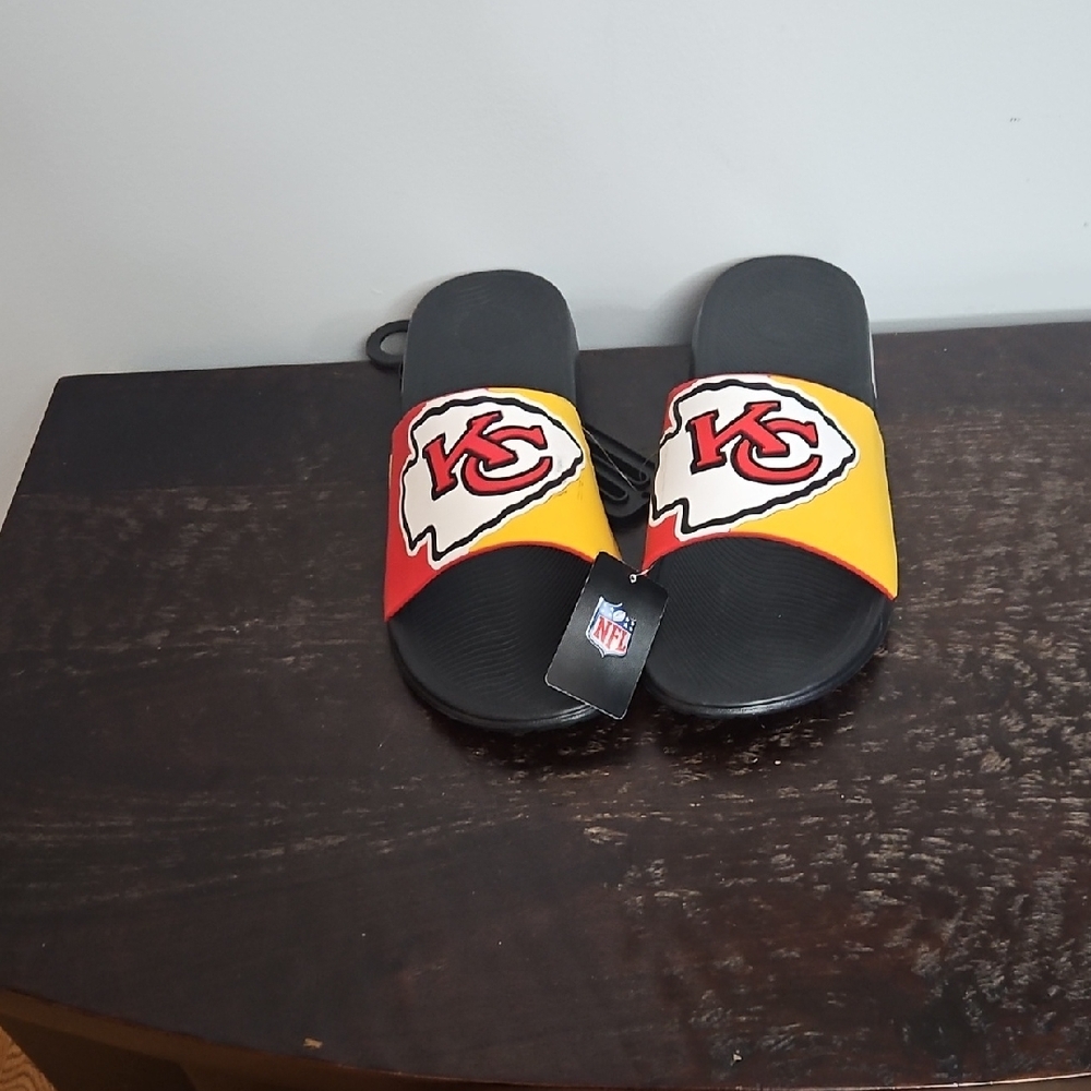 2/$18 NFL Red, Yellow, And White Kansas City "Chiefs" Slide Sandals